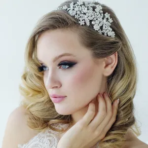 SassB Rosalie Crystal and Pearl Hair Band Tiara