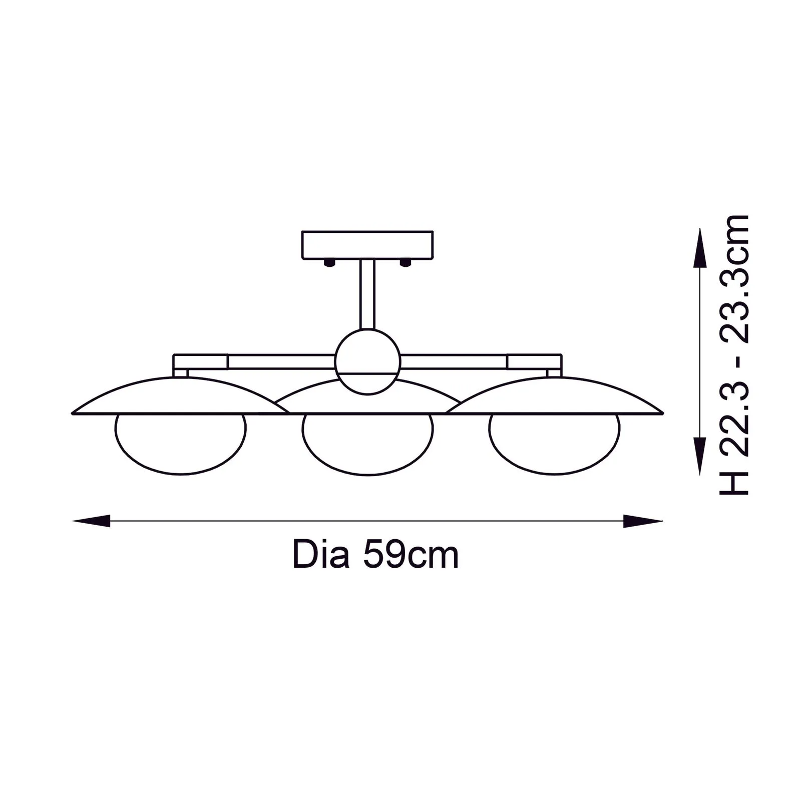 Saturn 3-light Semi flush