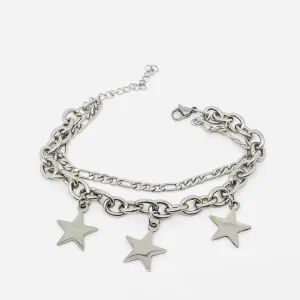 Silver Metal Star Charm Bracelet