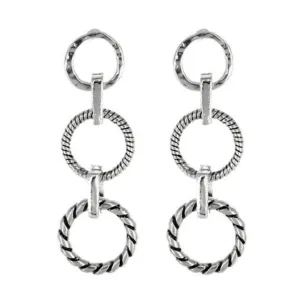 Silver Open Circle Chain Link Stud Earrings