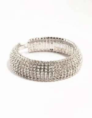 Silver Thick Cup Chain Diamante Bracelet