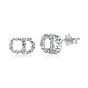 Simulated Diamond Letter Stud Earrings