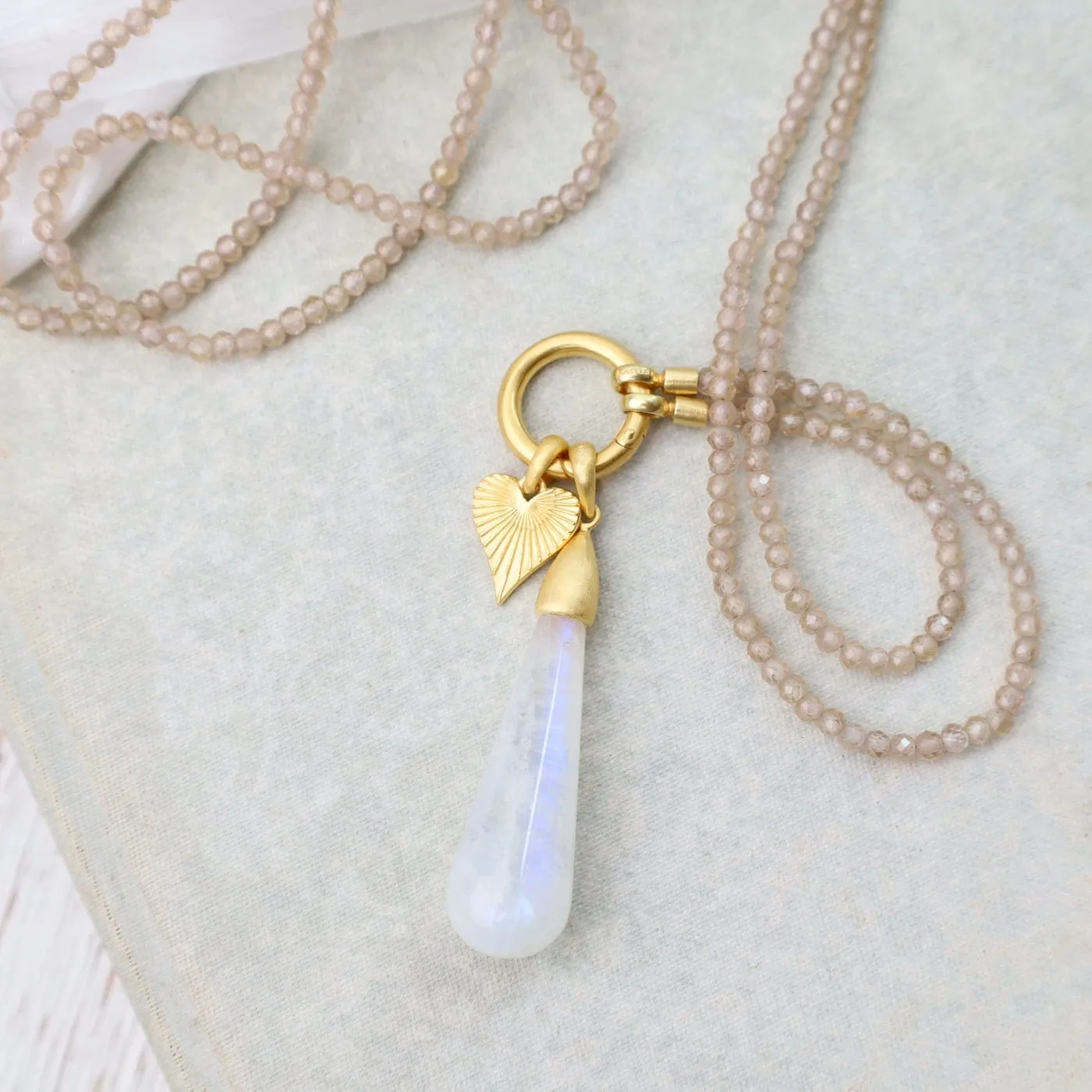 Smooth Drop Rainbow Moonstone Pendant