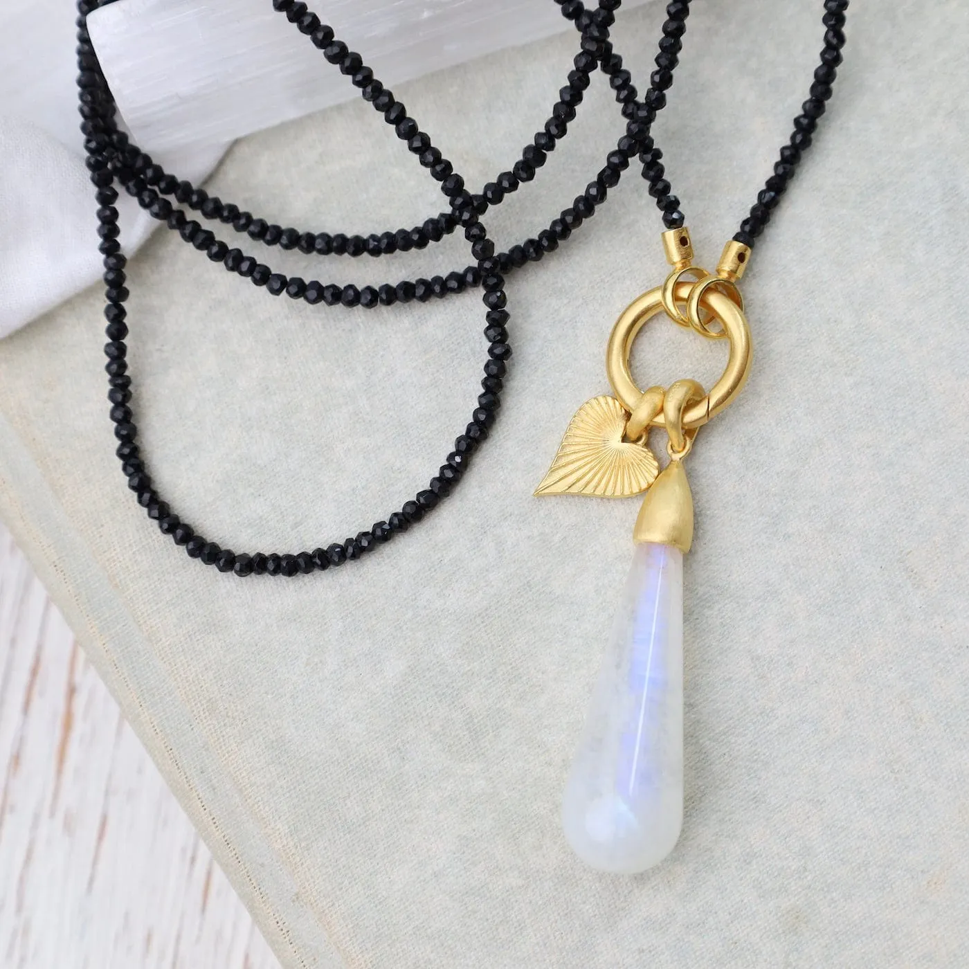 Smooth Drop Rainbow Moonstone Pendant