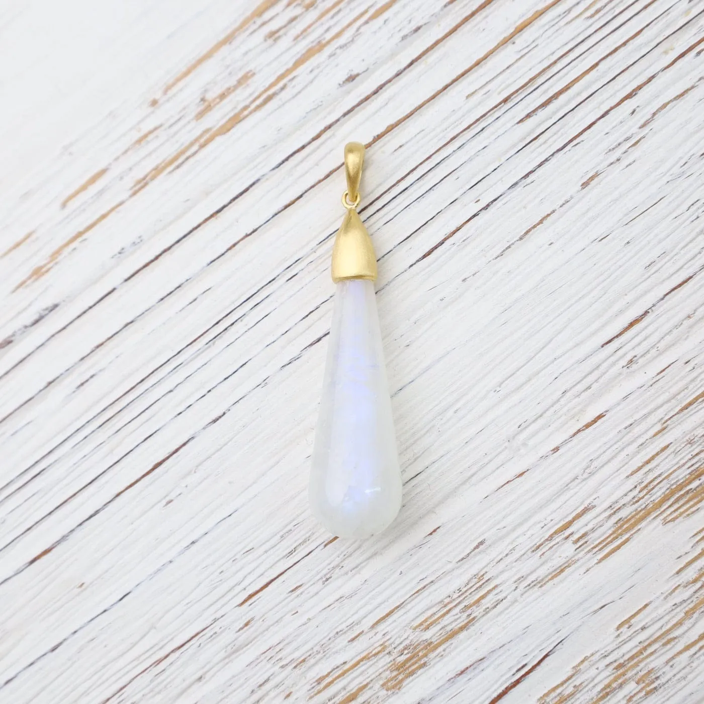 Smooth Drop Rainbow Moonstone Pendant