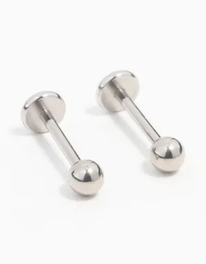 Surgical Steel Plain Ball Flat Back Earrings 2-Pack