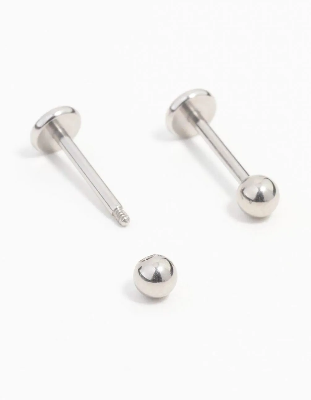 Surgical Steel Plain Ball Flat Back Earrings 2-Pack