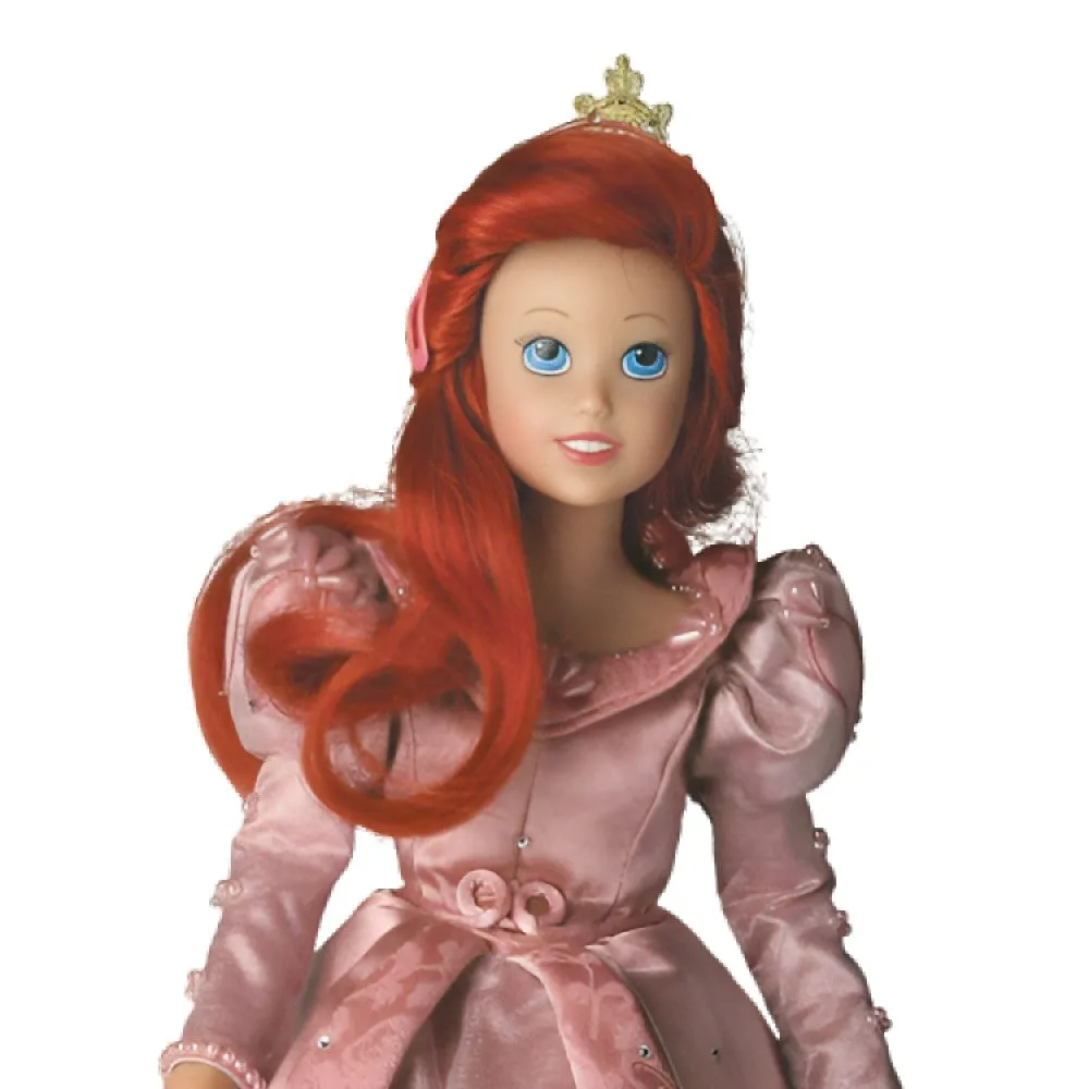 The Ashton-Drake Galleries Princess Ariel The Little Mermaid Doll Handcrafted of Soft Vinyl Skin  Fully Poseable Hand Painted Features in Silky Pink Gown Dress 16"-Inches