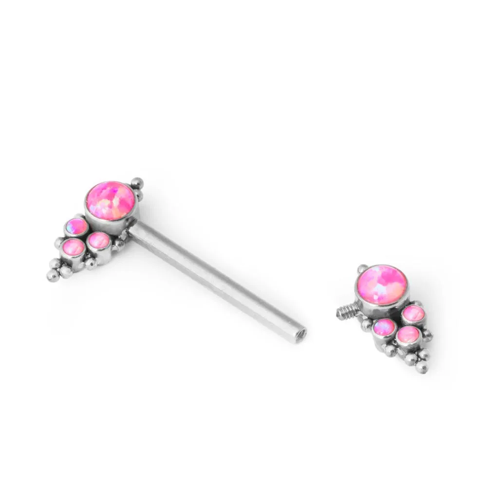 Tilum 14g 5/8” Opal and Bead Clusters Titanium Nipple Barbell — Price Per 1