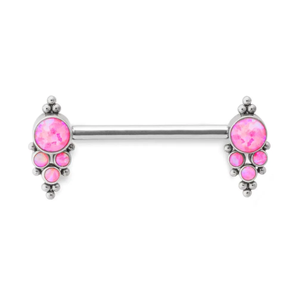 Tilum 14g 5/8” Opal and Bead Clusters Titanium Nipple Barbell — Price Per 1