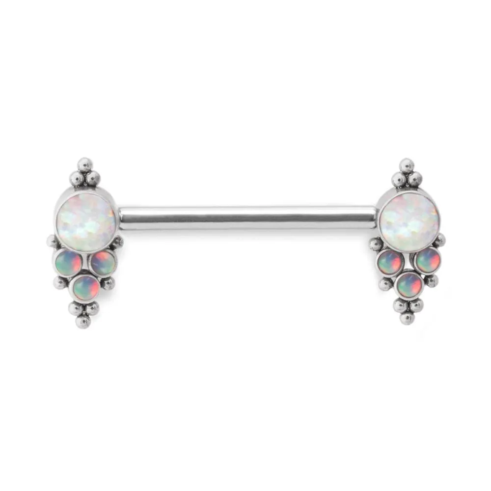 Tilum 14g 5/8” Opal and Bead Clusters Titanium Nipple Barbell — Price Per 1