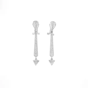 Triangle Diamond Drop Earrings White Gold E010 DROP