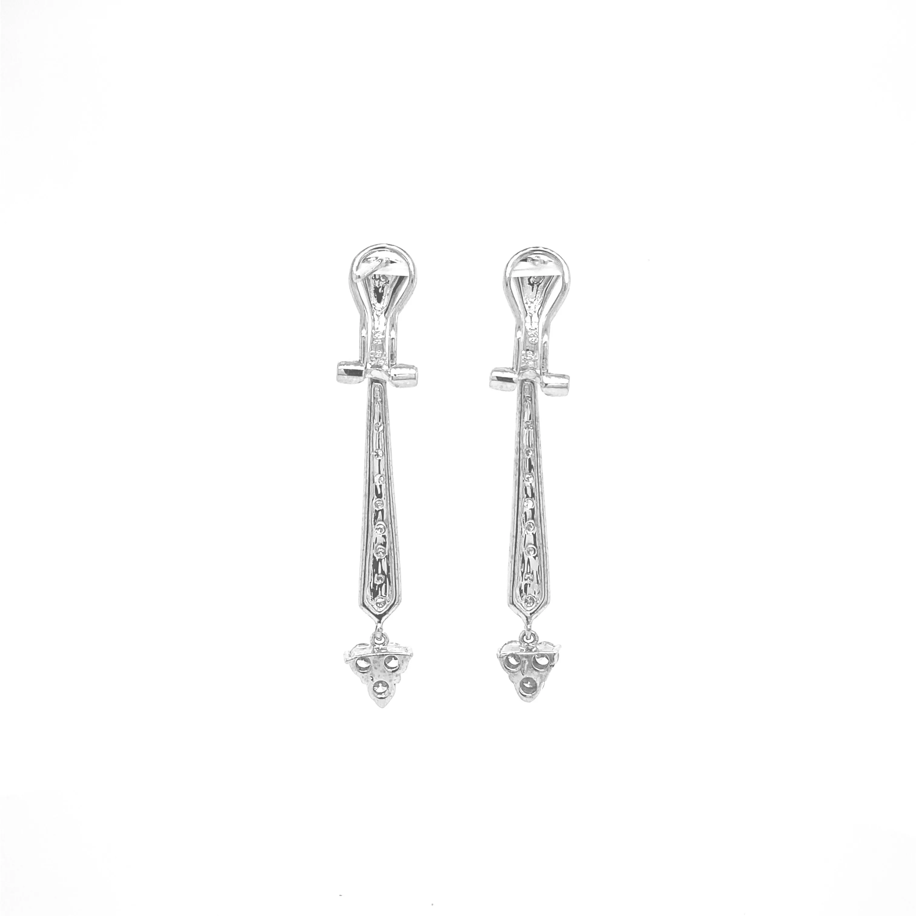 Triangle Diamond Drop Earrings White Gold E010 DROP