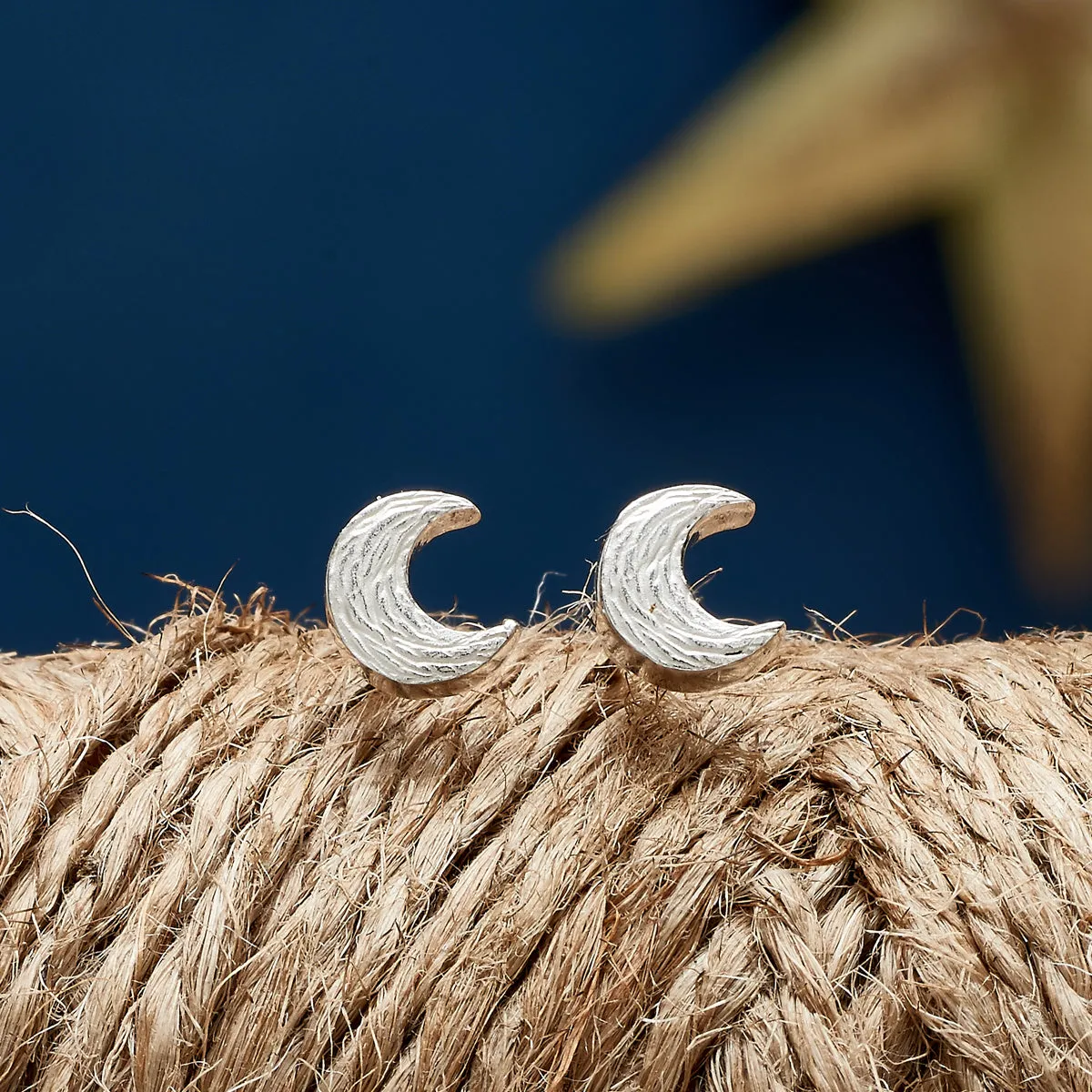 Twilight Moon Silver Stud Earrings