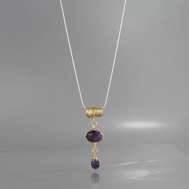 Twisted Amethyst necklace in Sterling Silver