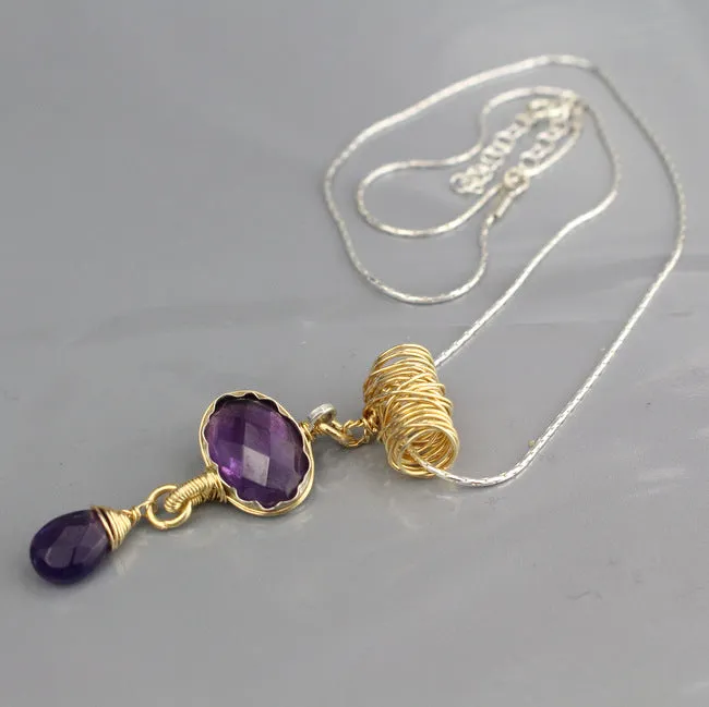 Twisted Amethyst necklace in Sterling Silver