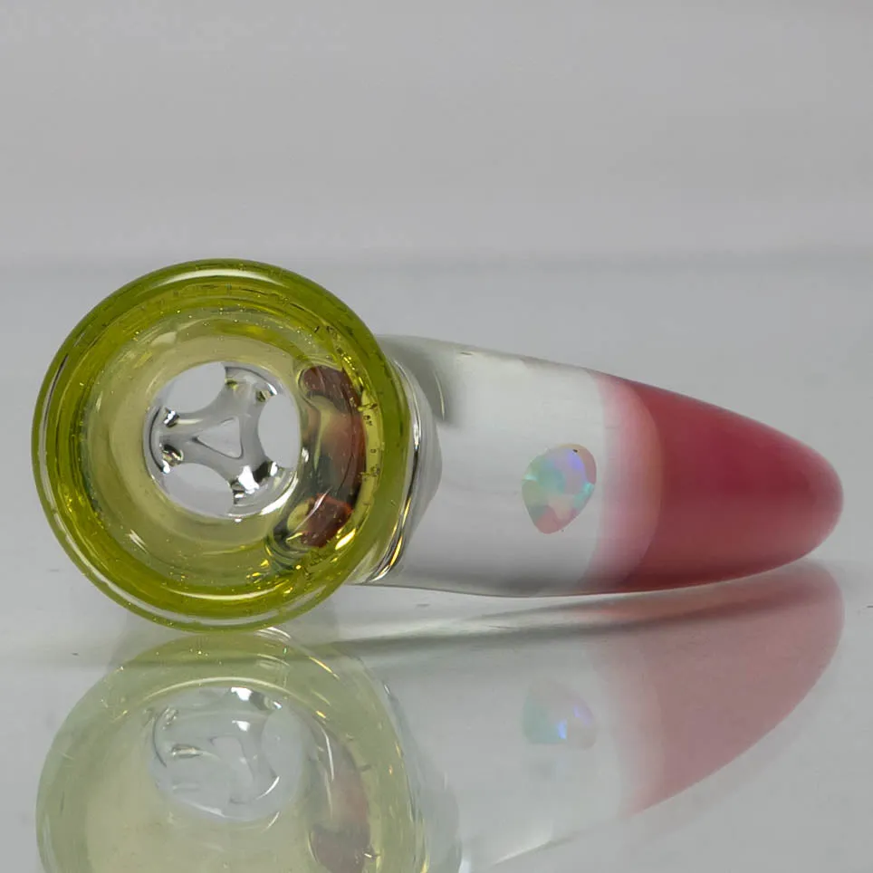 Unity Glassworks - 3 Hole Opal Horn Slide - 14mm - CFL Sunset Slyme & Karmaline