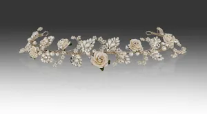 Victorian Ivory Beaded Tiara Vine