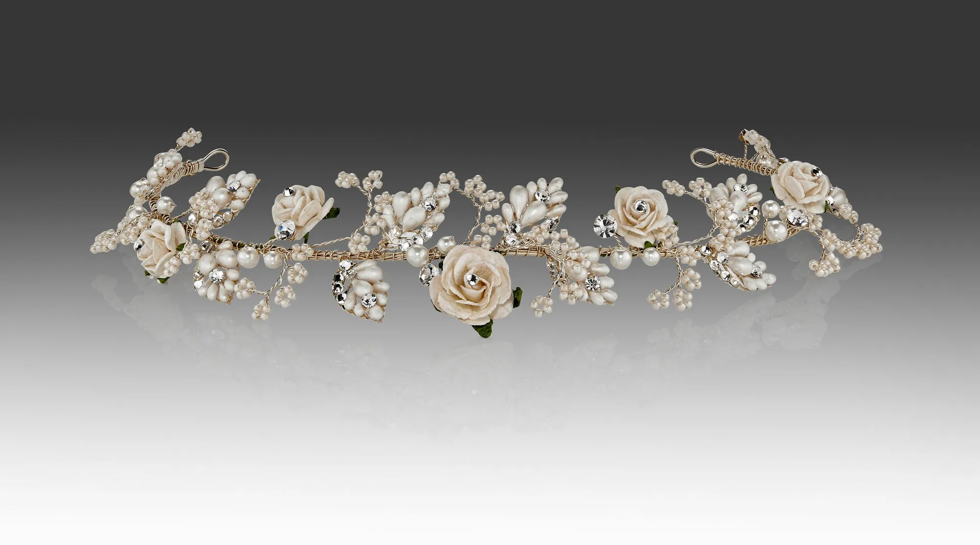 Victorian Ivory Beaded Tiara Vine