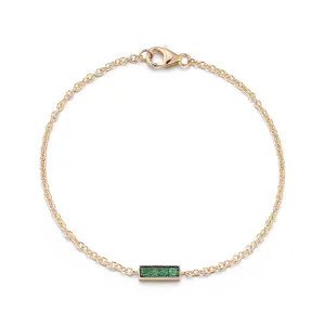 WF CLASSIC 18K GOLD AND GREEN EMERALD BAR BRACELET