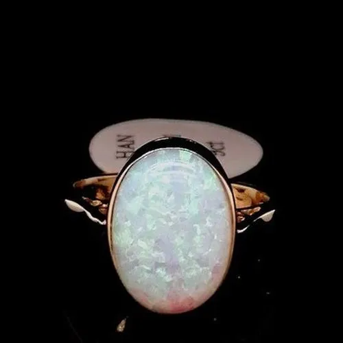 White Opal 9ct Gold Ring