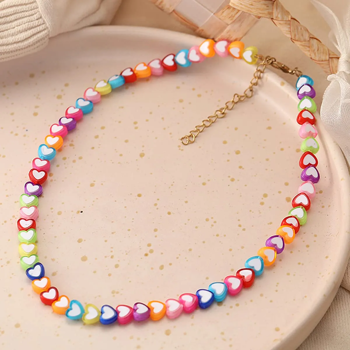 Yellow Chimes Necklace for Girls Multicolour Heart Shaped Necklace chain for Girls and Kids